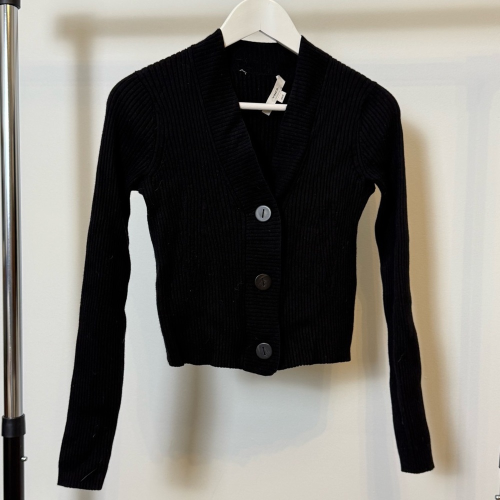 Vince Black Ribbed Women's Cardigan